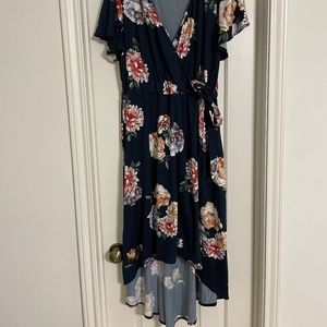 Fortune+Ivy Navy floral high-low dress 2X